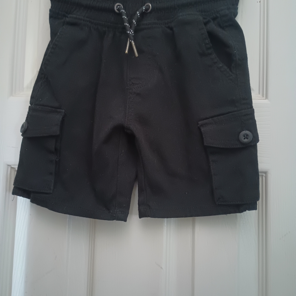 Ring of Fire Black Cargo Shorts with Drawstring
